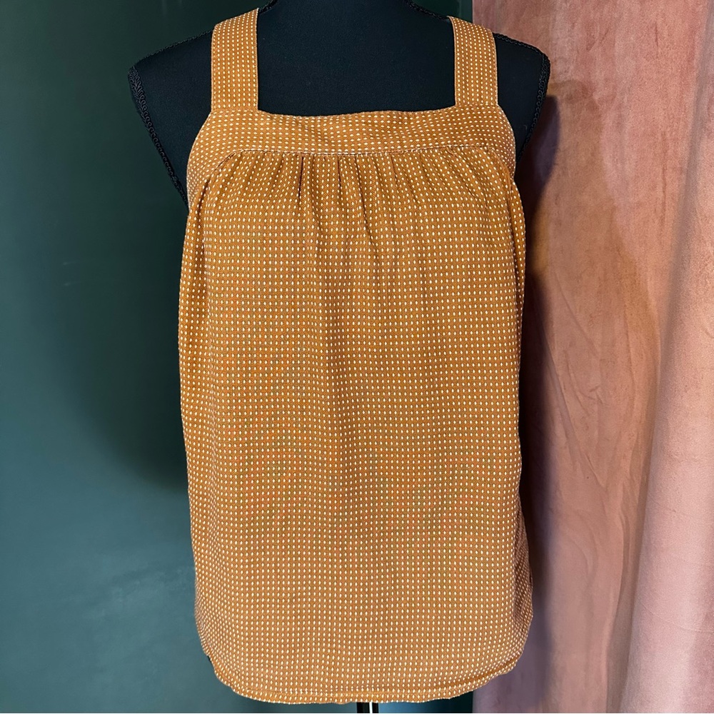 a.n.a Orange Smocked Sleeveless Tank Top